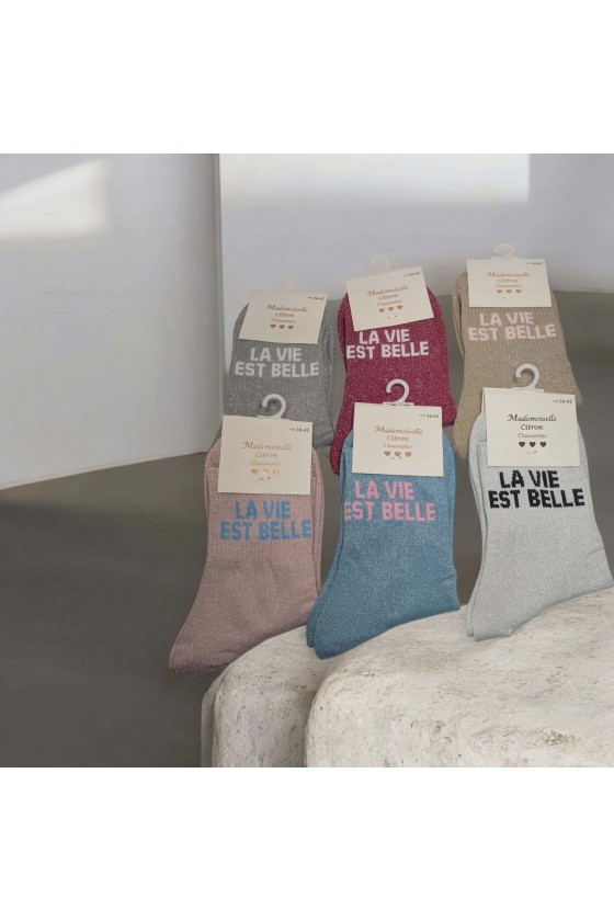 Chaussette paillette : La vie est belle