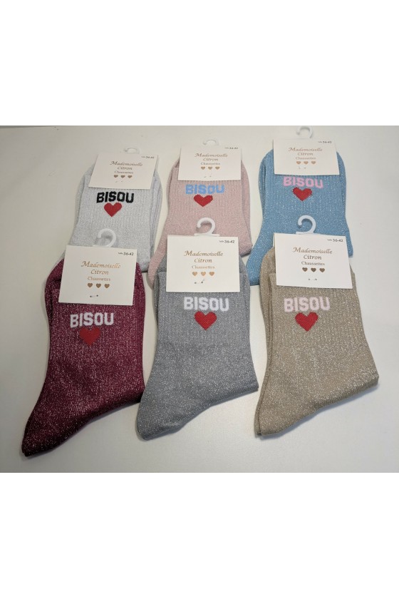 Chaussette paillette : Bisou