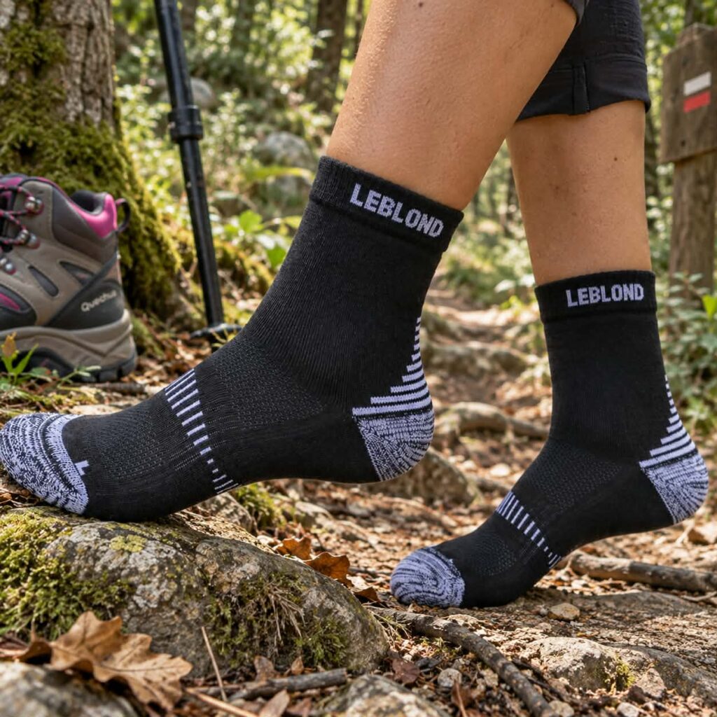 Chaussettes de randonnée femme en bambou  » ultra confort et anti – transpiration  » tige mi – haute