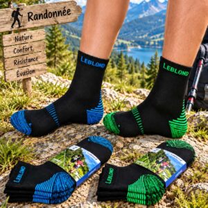 Chaussettes de randonnée homme en bambou " ultra confort et anti - transpiration " tige mi - haute