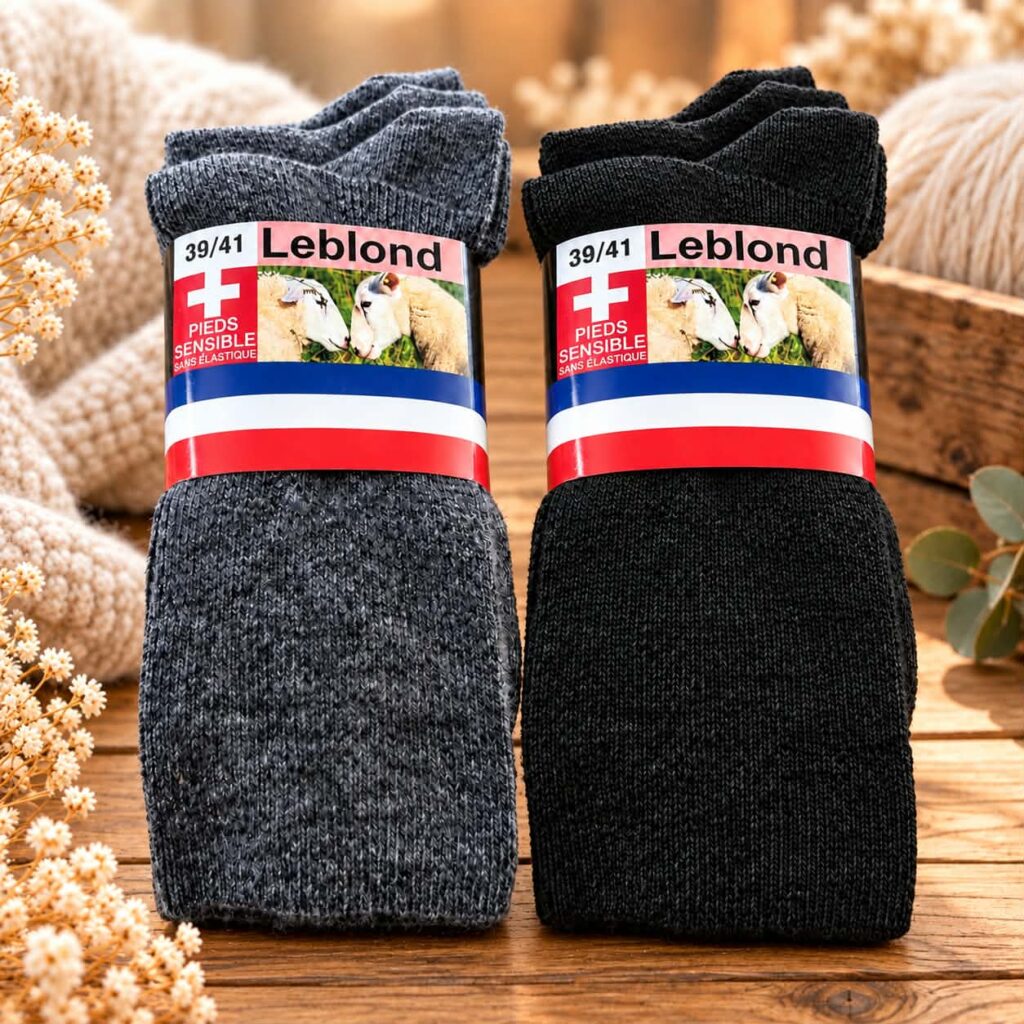 Chaussettes sans compression en laine  » Idéal jambes sensibles  » – confort et chaleur