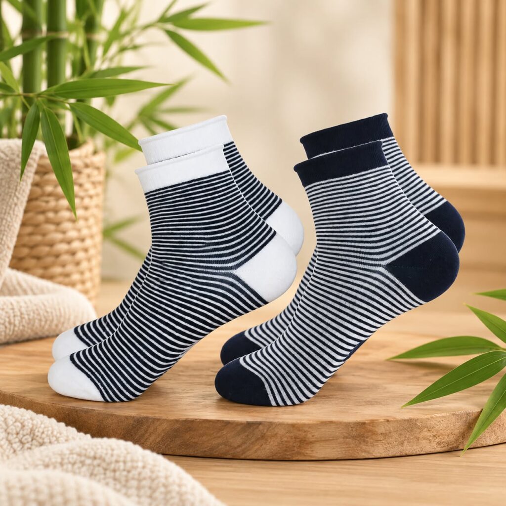 Chaussettes femme sans compression marinière  » confort toute la journée « 